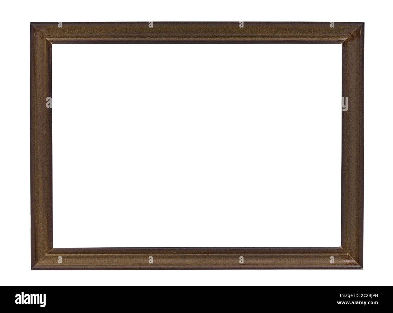 Brown wooden picture frame isolated on white background with clipping ...