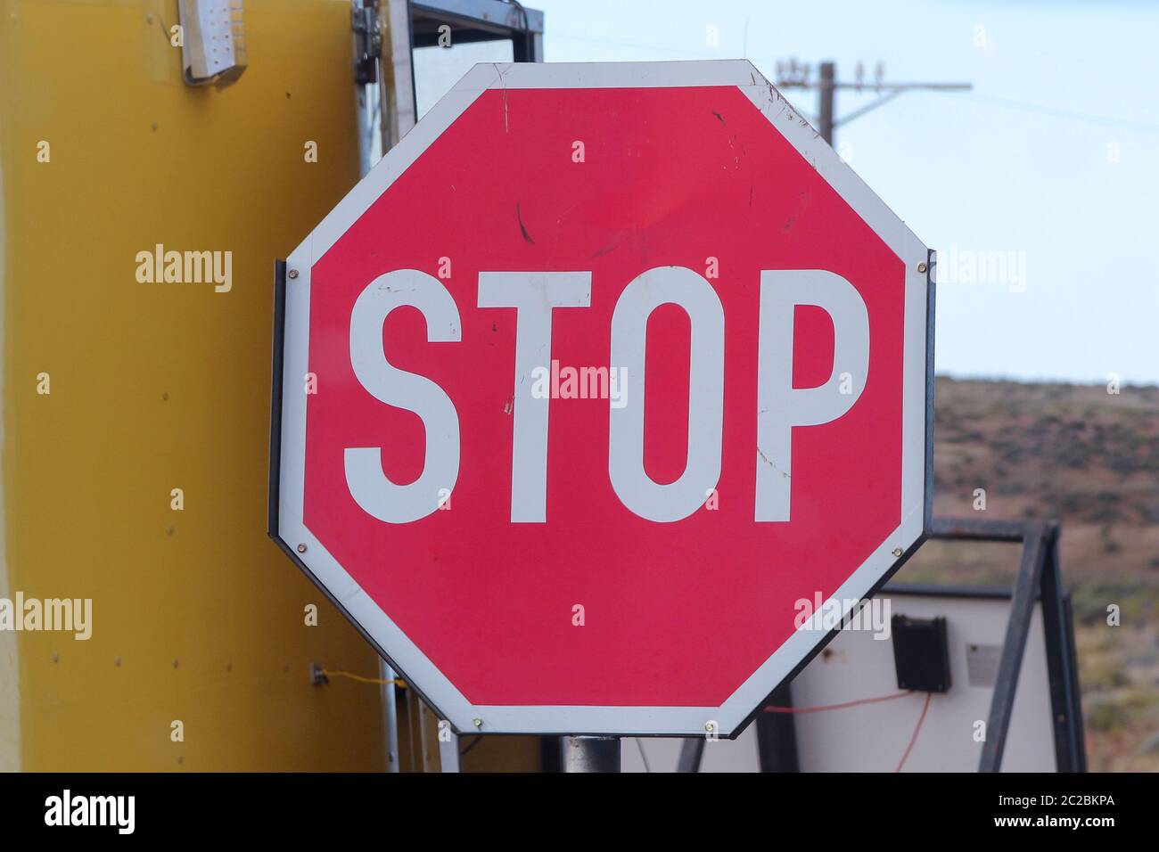 South African Stop Sign close to VanRhynsdorp, Western Cape, South Africa Stock Photo