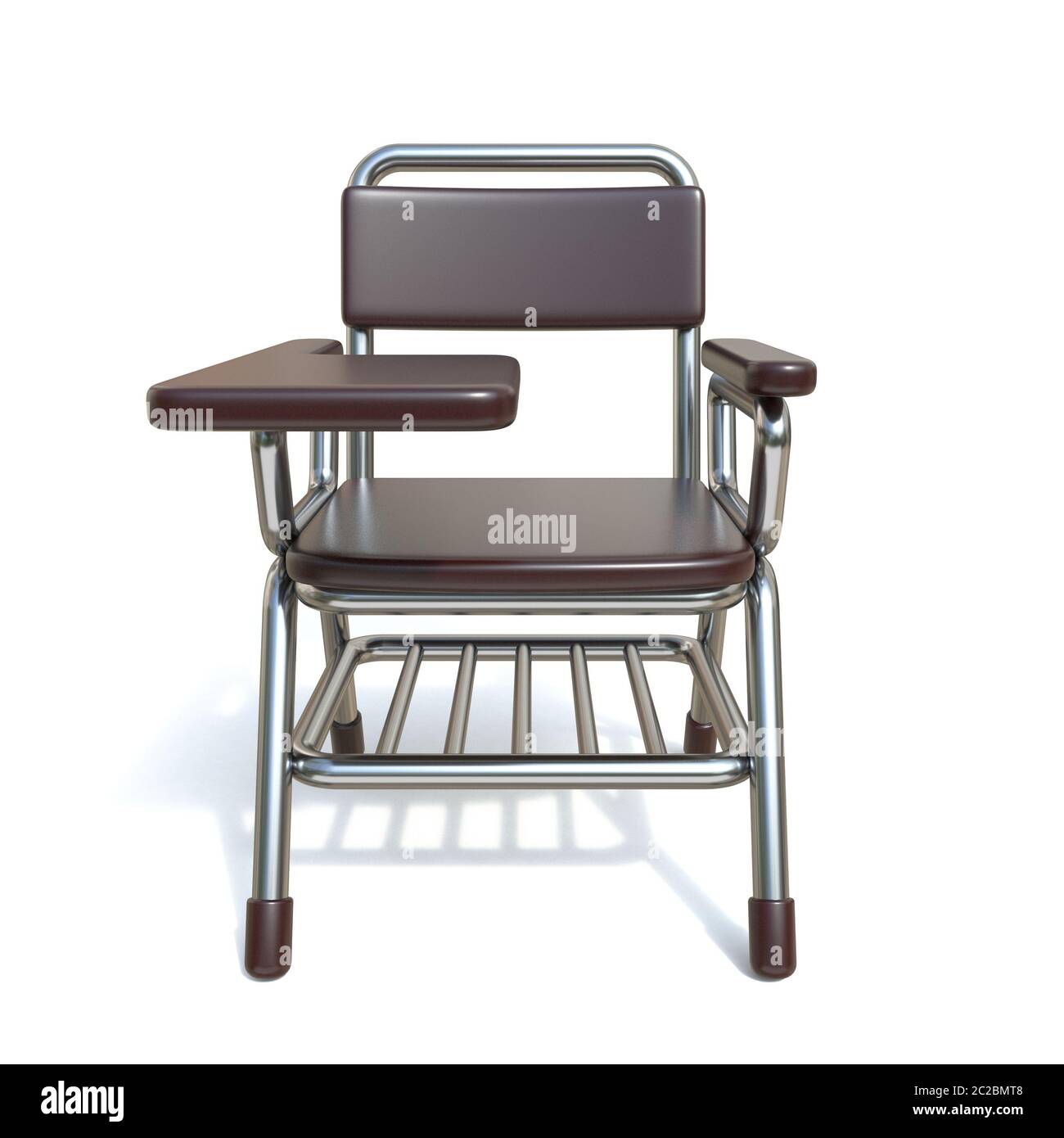 writing pad student chair front view 3d render illustration