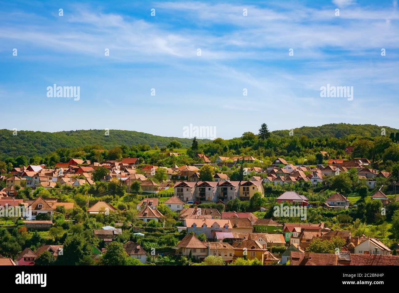 View over the City of Sighisoara Stock Photo