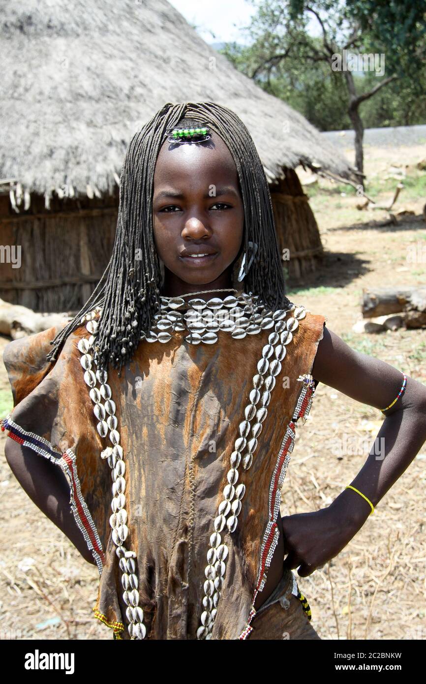 Africa, Ethiopia, Debub Omo Zone, Tsamai tribeswomen. (Also Tsemai) An agricultural and cattle herder ethnic group located in Southwestern Ethiopia, W Stock Photo
