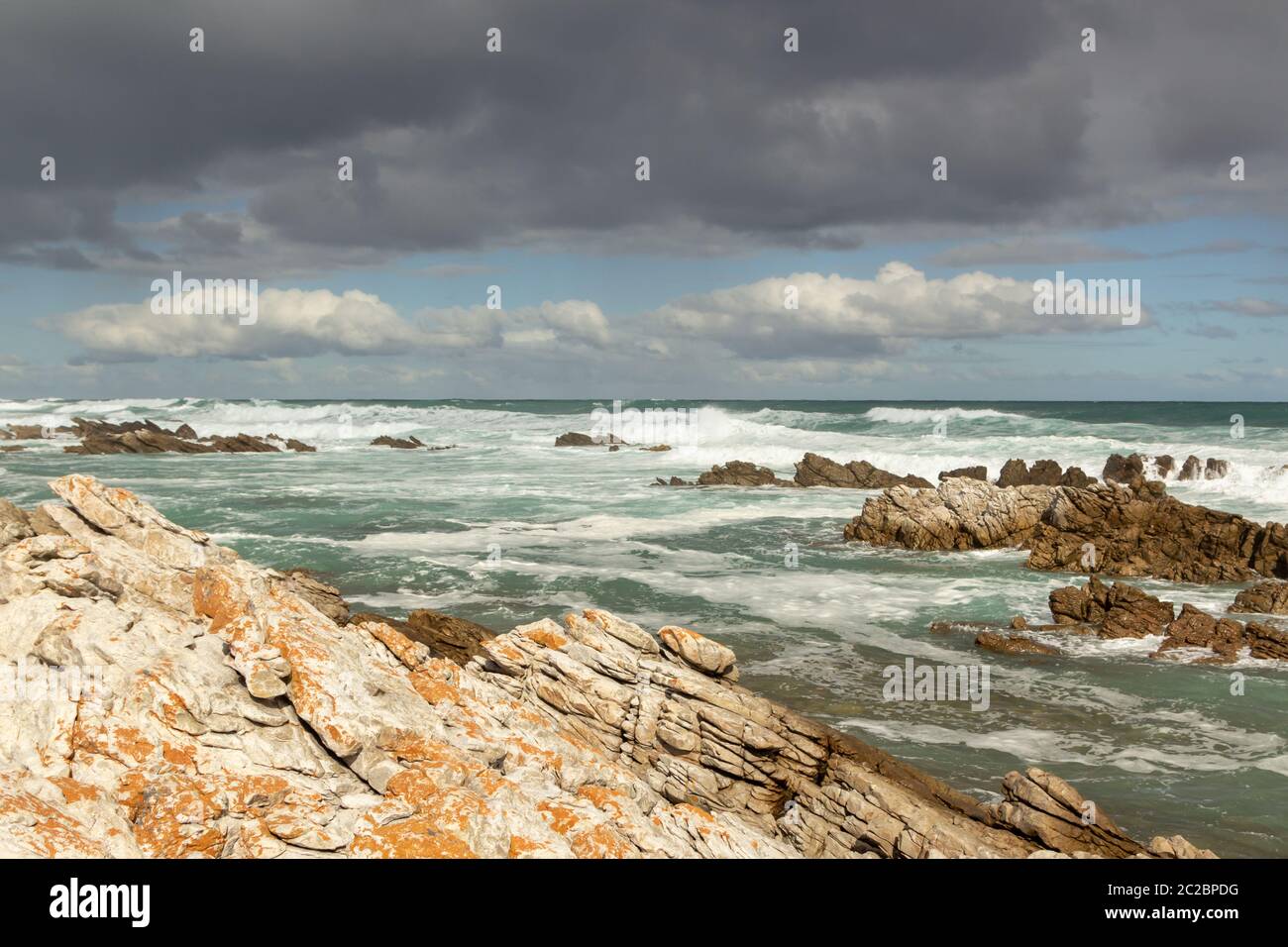 View to the Sea from Hermanus Cliff Path, Hermanus, Western Cape, South Africa Stock Photo