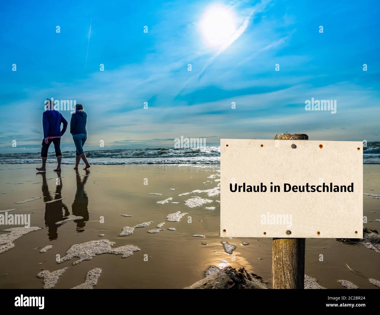 Signboard vacation in Germany North Sea Stock Photo