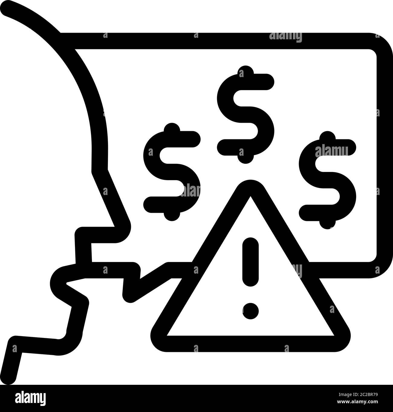thought story man about monetary warnings icon vector outline illustration Stock Vector