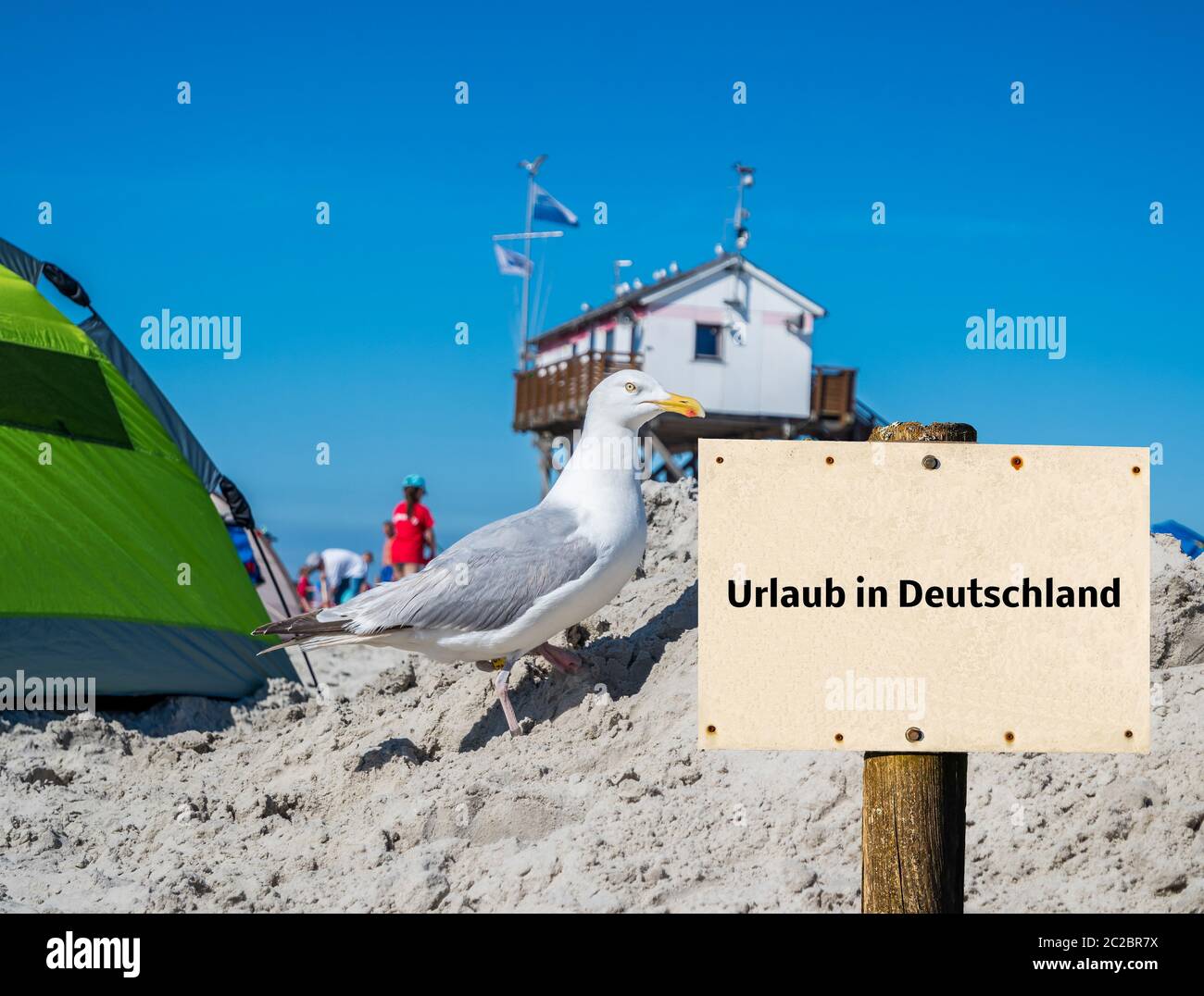 Signboard vacation in Germany summer vacation Stock Photo