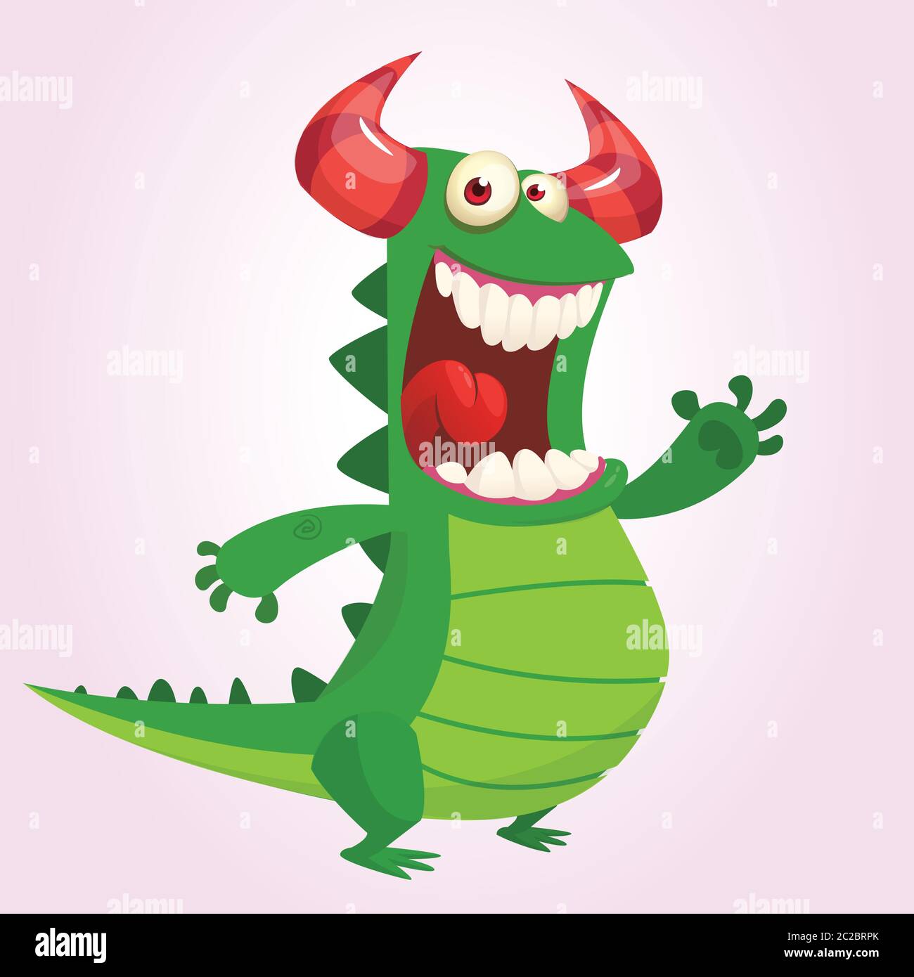 Cute cartoon green dragon. Vector illustration Stock Vector