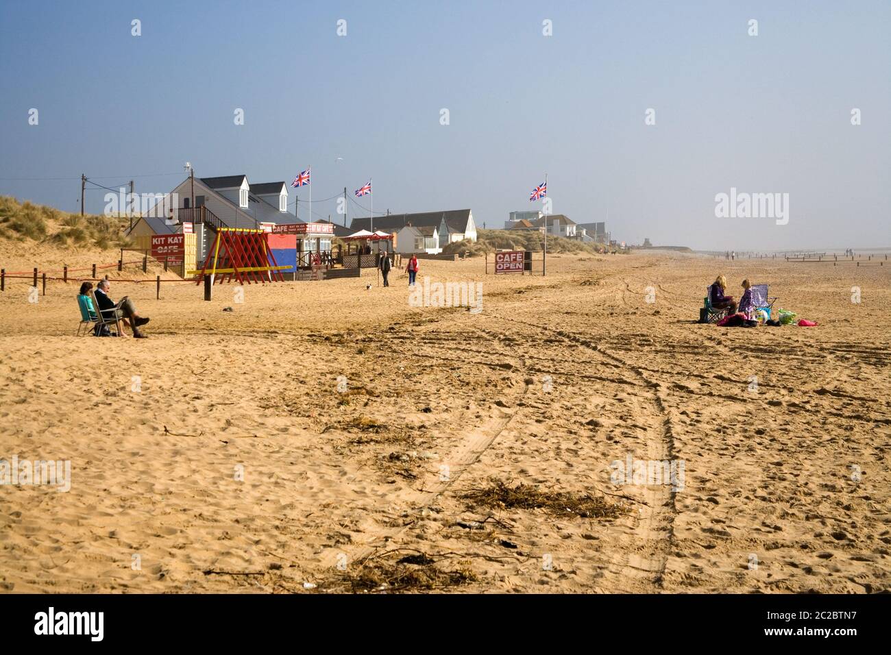 the kit kat cafe on the beach at camber sands in East sussex Stock