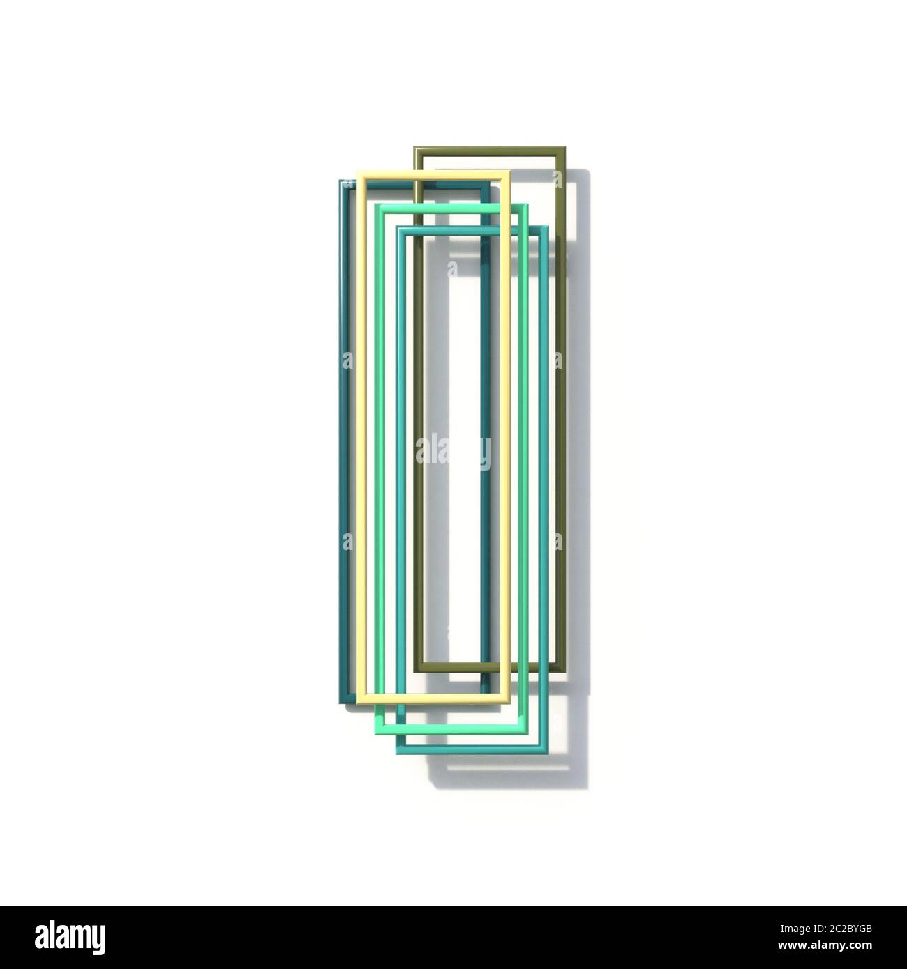 Three colors line font Letter I 3D rendering illustration isolated on ...