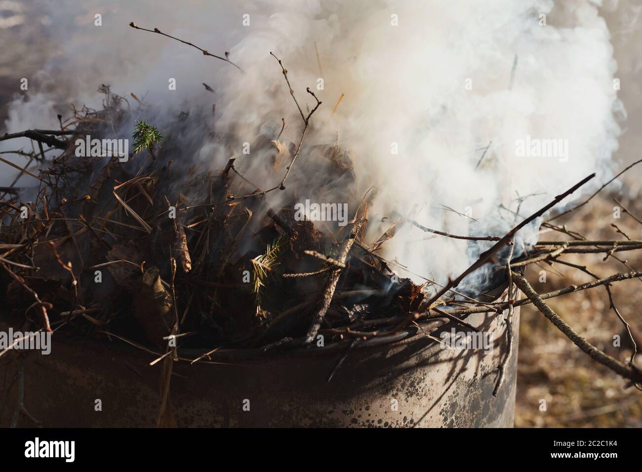 Burning fire from trees close hi-res stock photography and images - Alamy