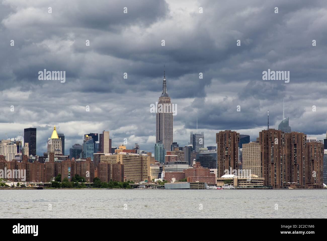Cloudy day of Manhattan Midtown Skyline, New York United States Stock Photo
