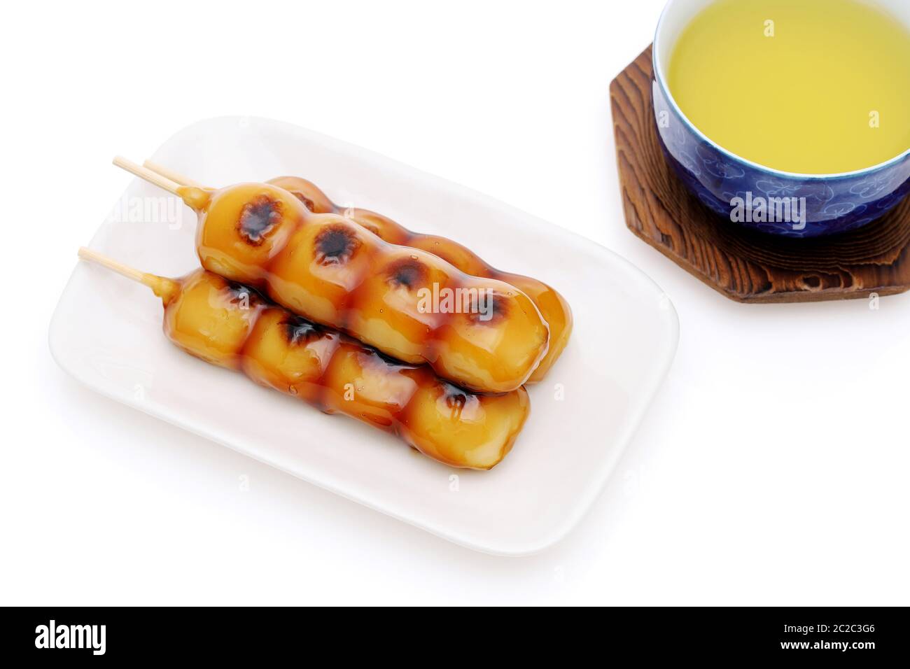 Japanese confectionery, Mitarashi dango for traditional sweet image Stock Photo