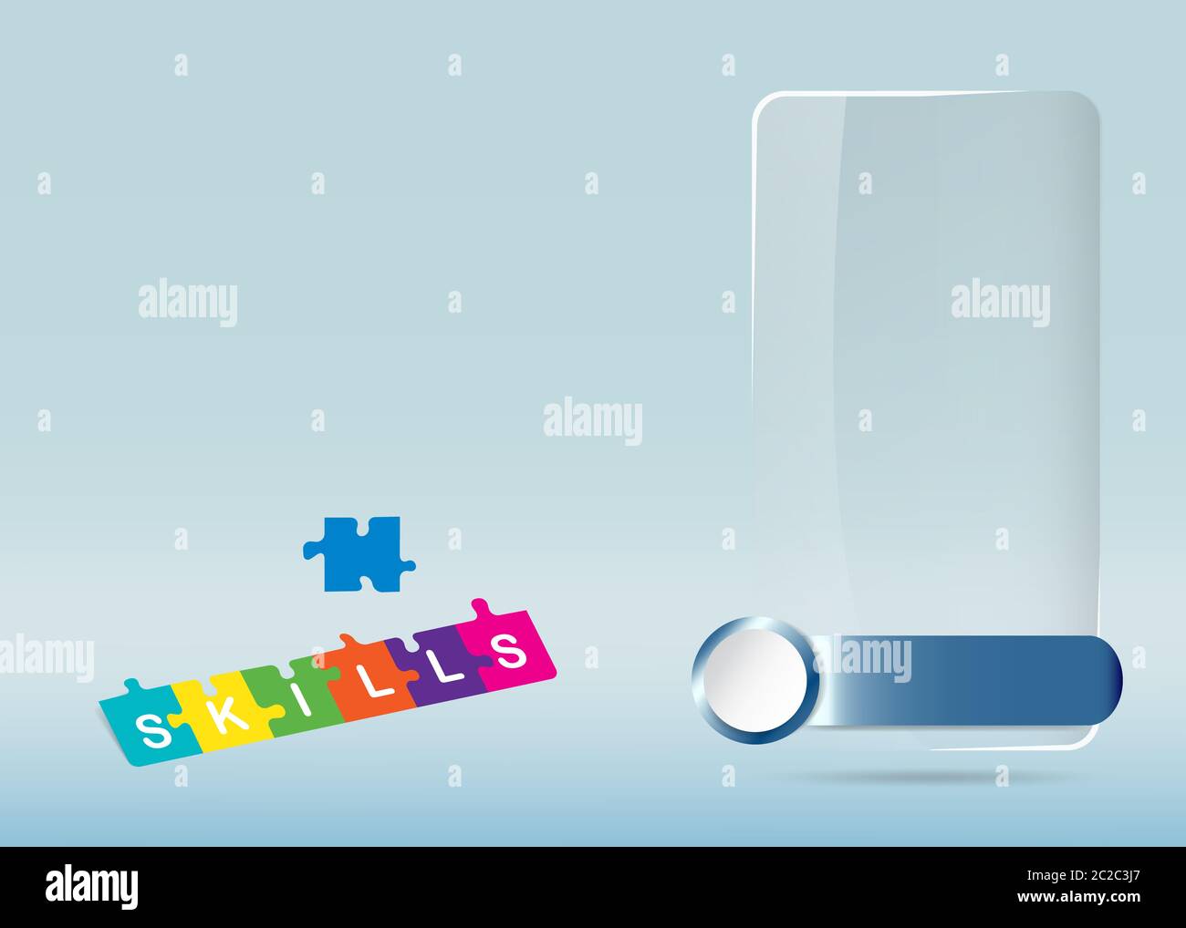 Color puzzle pieces with inscription skills and blank transparent ...