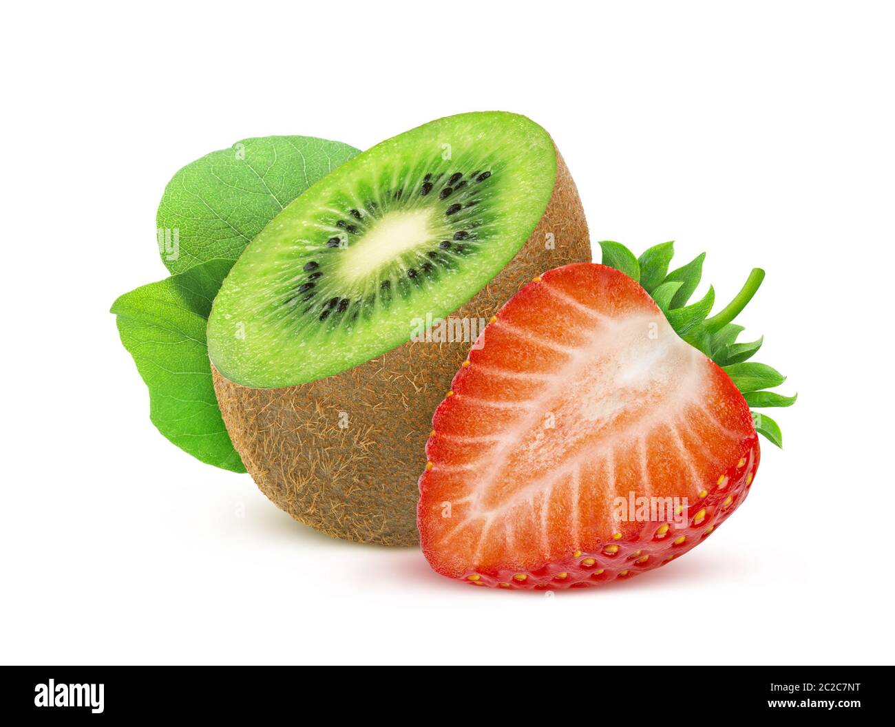 Strawberry and kiwi fruit isolated on white background Stock Photo Alamy