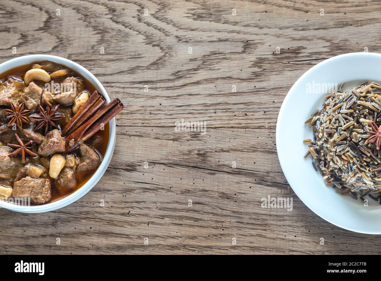 Thai Massaman Curry on the wooden background Stock Photo