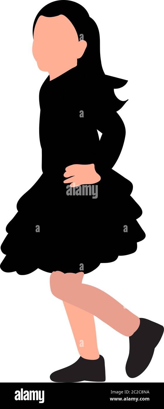 vector, on a white background, silhouette of a girl in a dress Stock ...