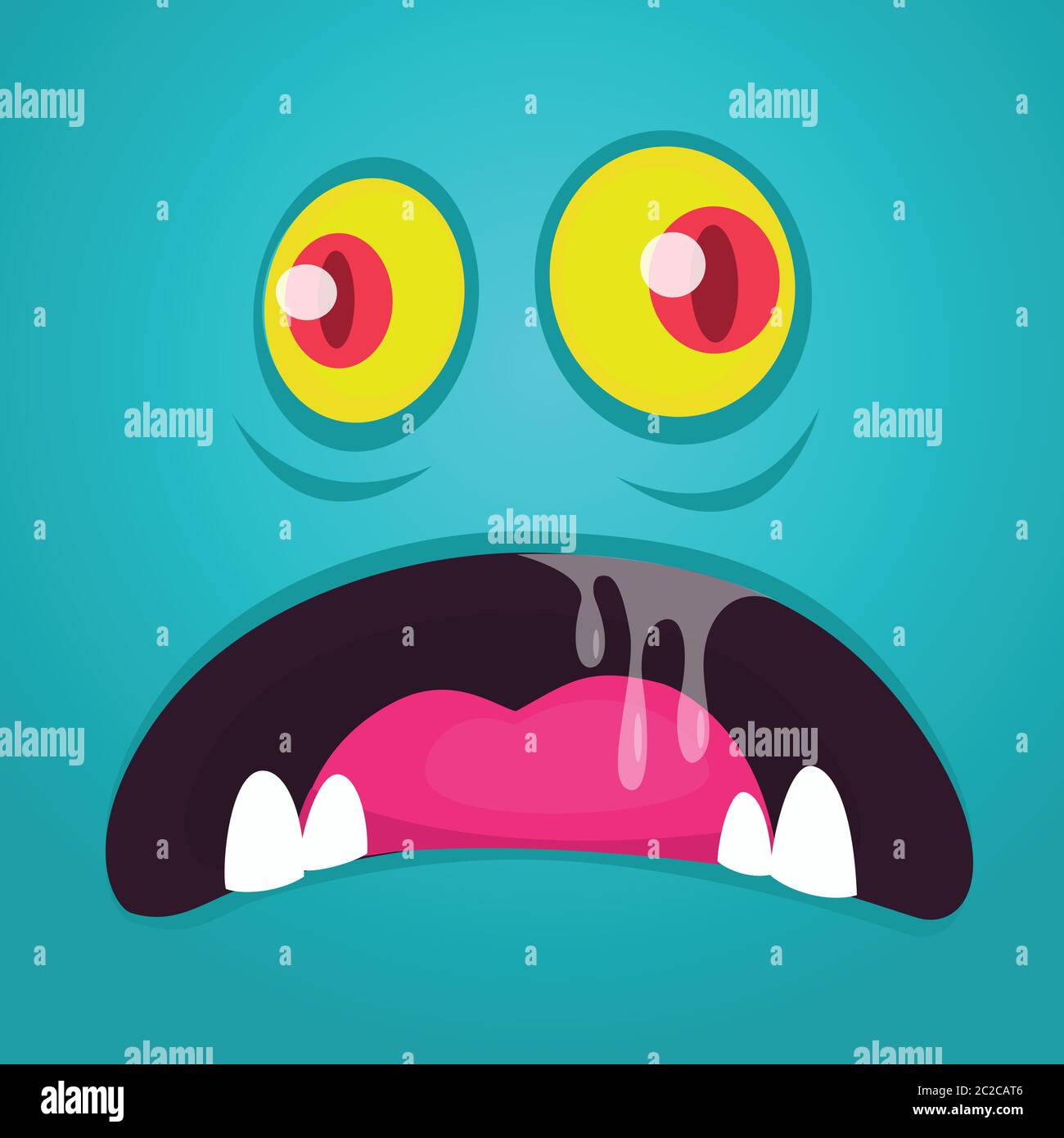 Angry cartoon monster face. Vector Halloween monster square avatar ...