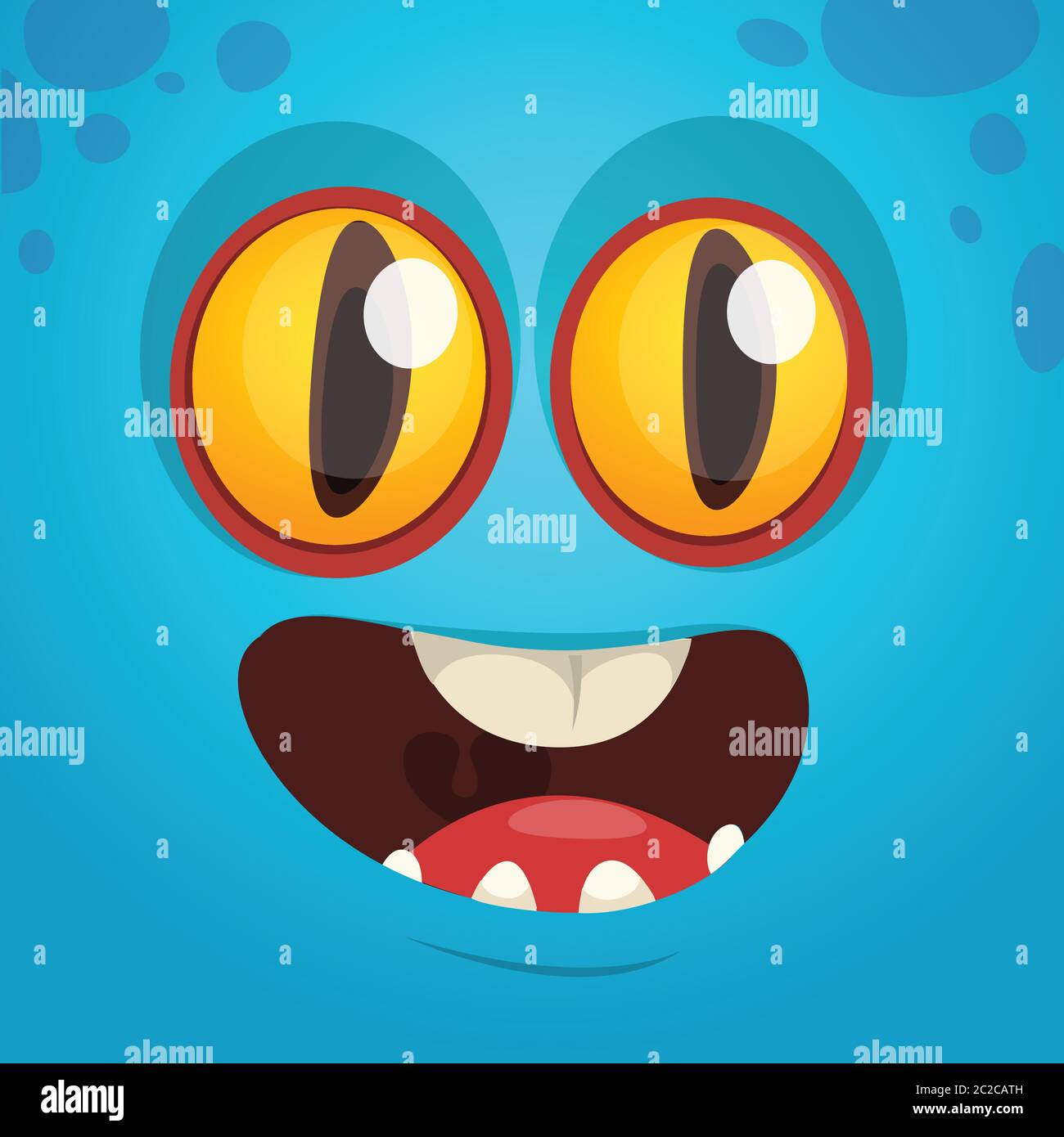 Angry cartoon monster face. Vector Halloween monster square avatar ...