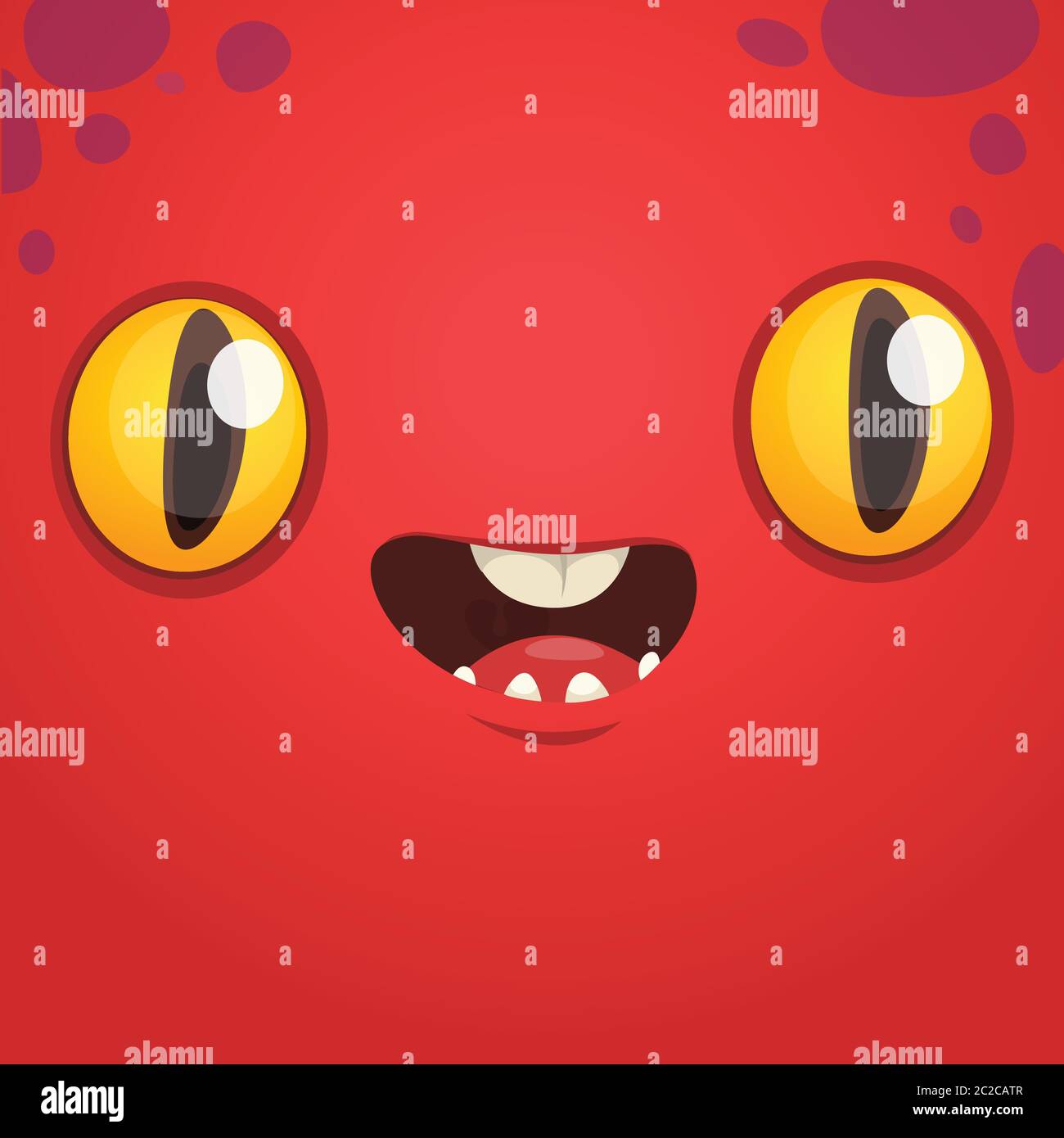 Angry cartoon monster face. Vector Halloween monster square avatar ...