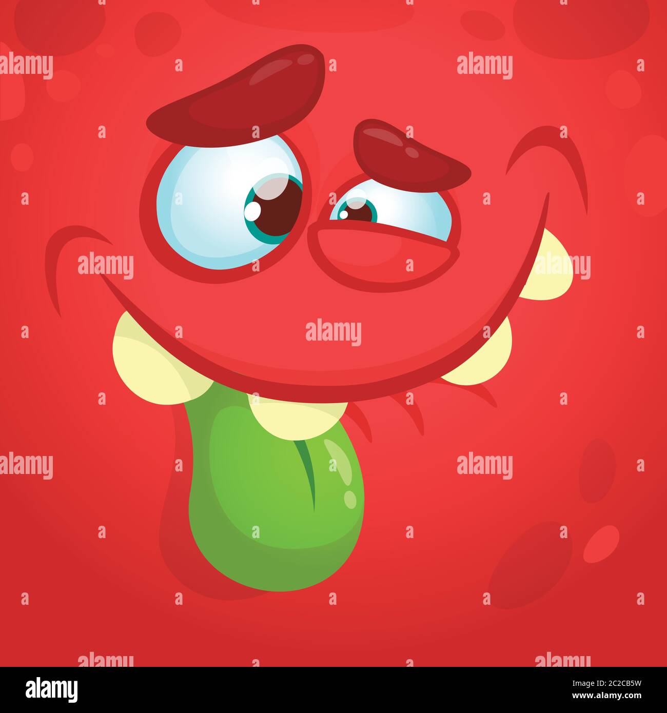 Funny cartoon monster face showing tongue. Vector Halloween monster ...