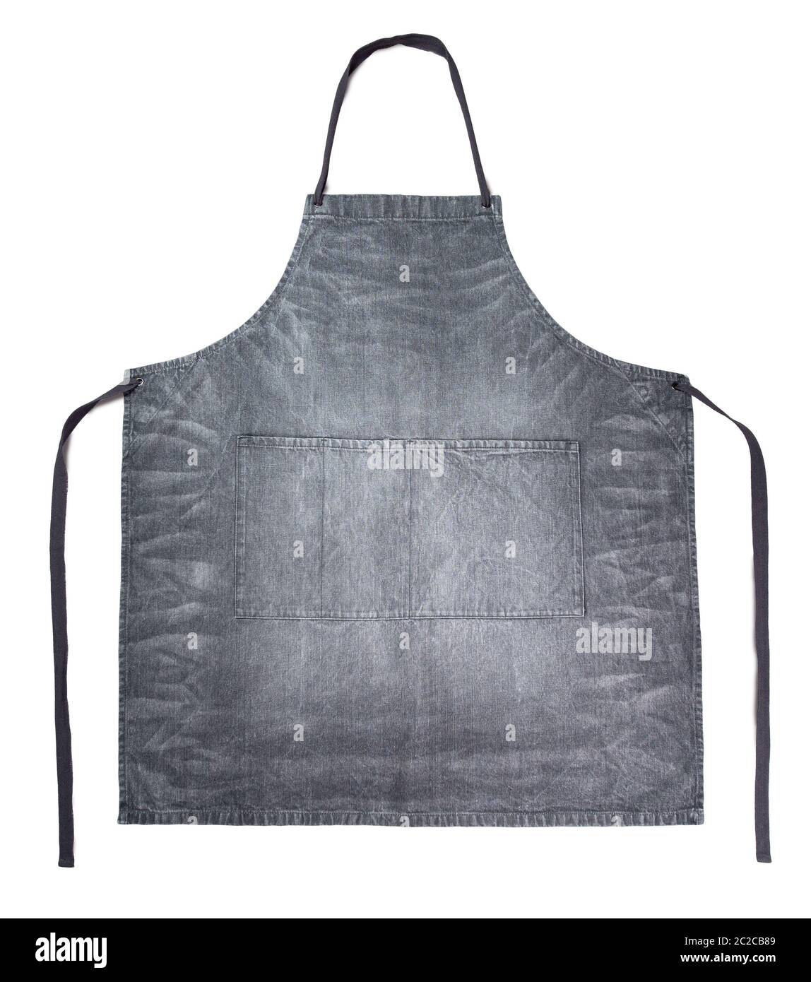 Clean gray denim apron isolated on white Stock Photo