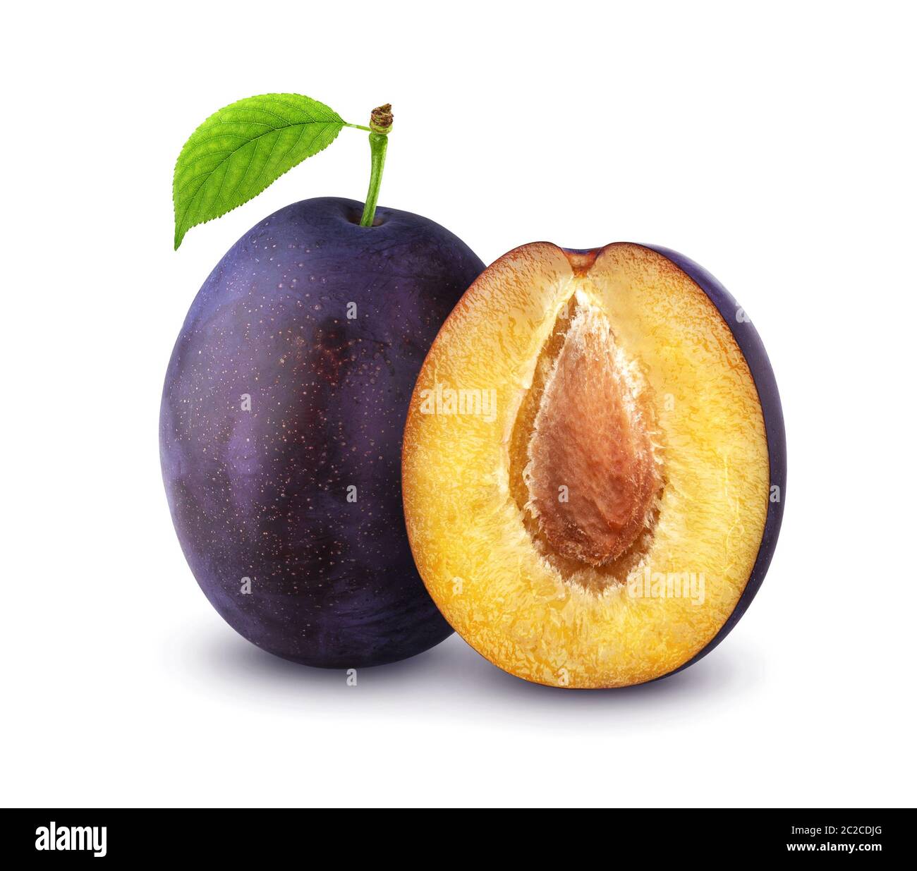 Plums isolated on white background with clipping path Stock Photo