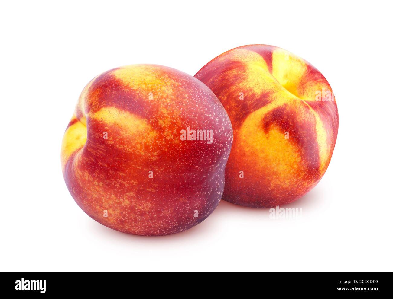Whole nectarine fruit isolated on white background Stock Photo