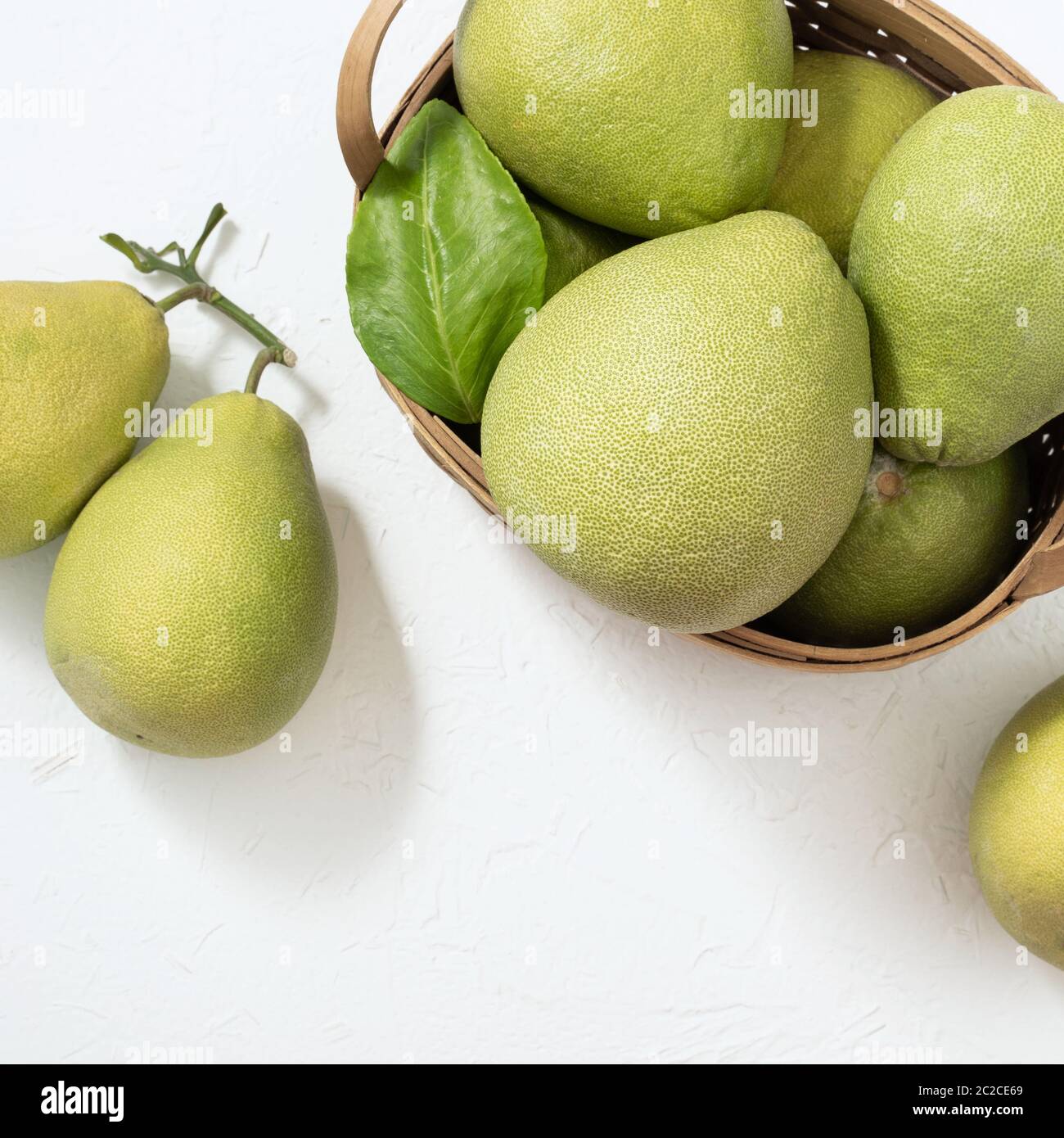 Fresh pomelo, pummelo, grapefruit, shaddock on white background, fruit