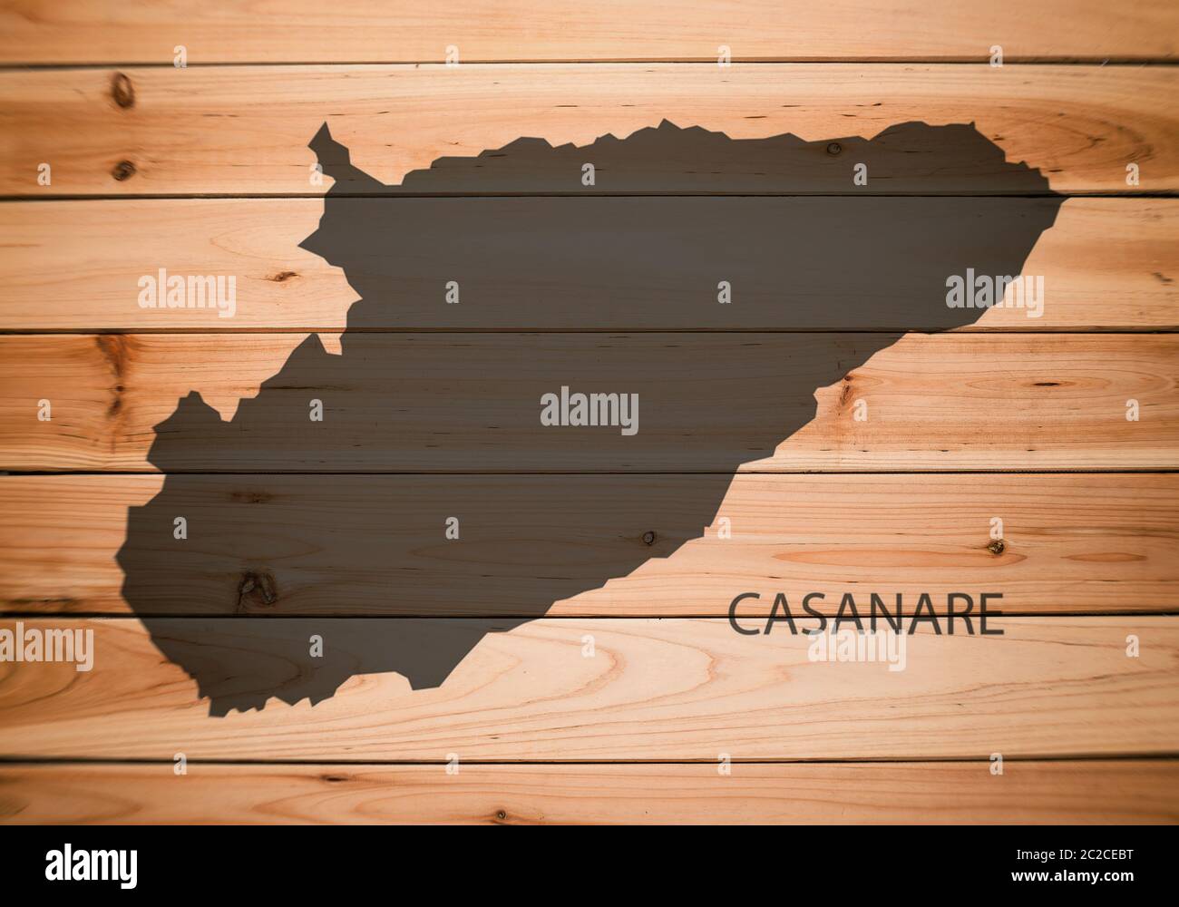 Map of Casanare Department, Colombia, on a wooden background. Stock Photo