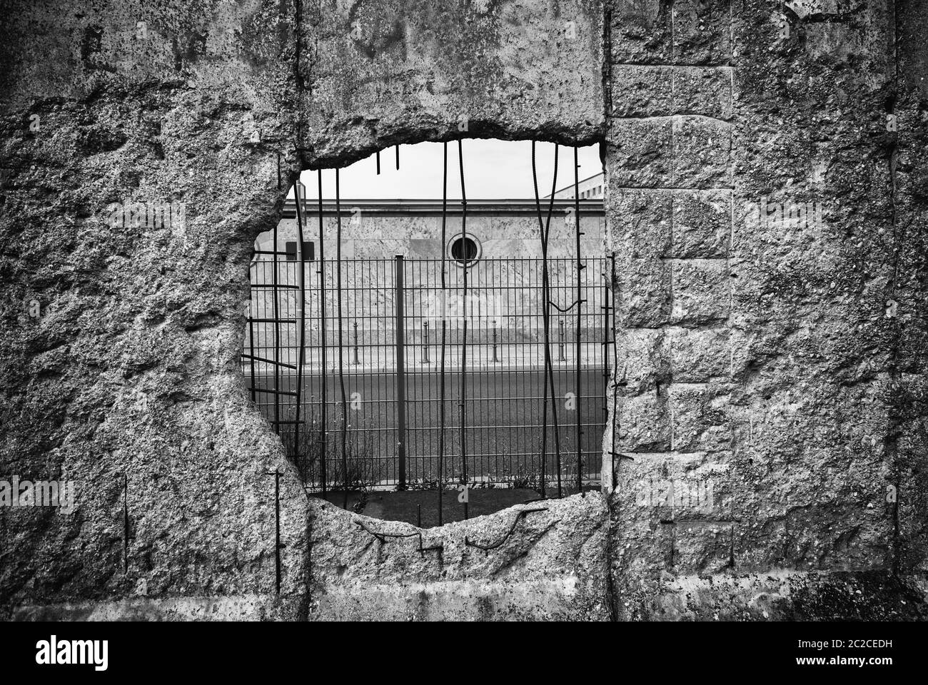 Remains of Berlin wall, detail of old concrete wall, Germany Stock Photo