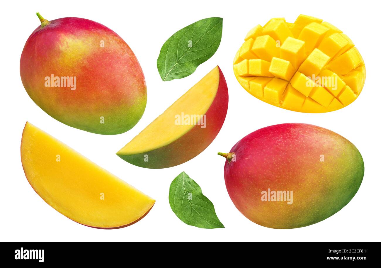Mango collection isolated on white background with clipping path Stock Photo