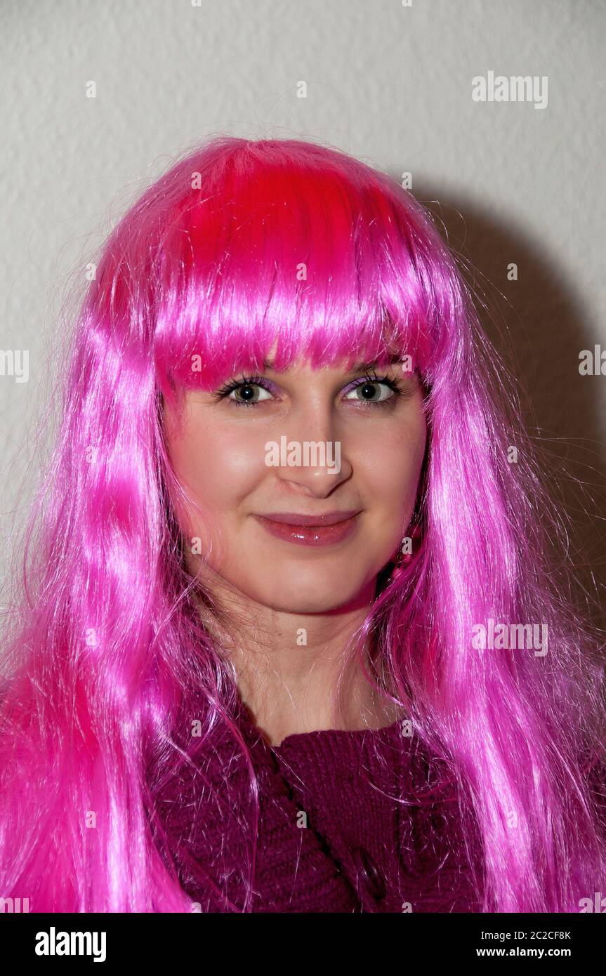 Woman with purple hair Stock Photo