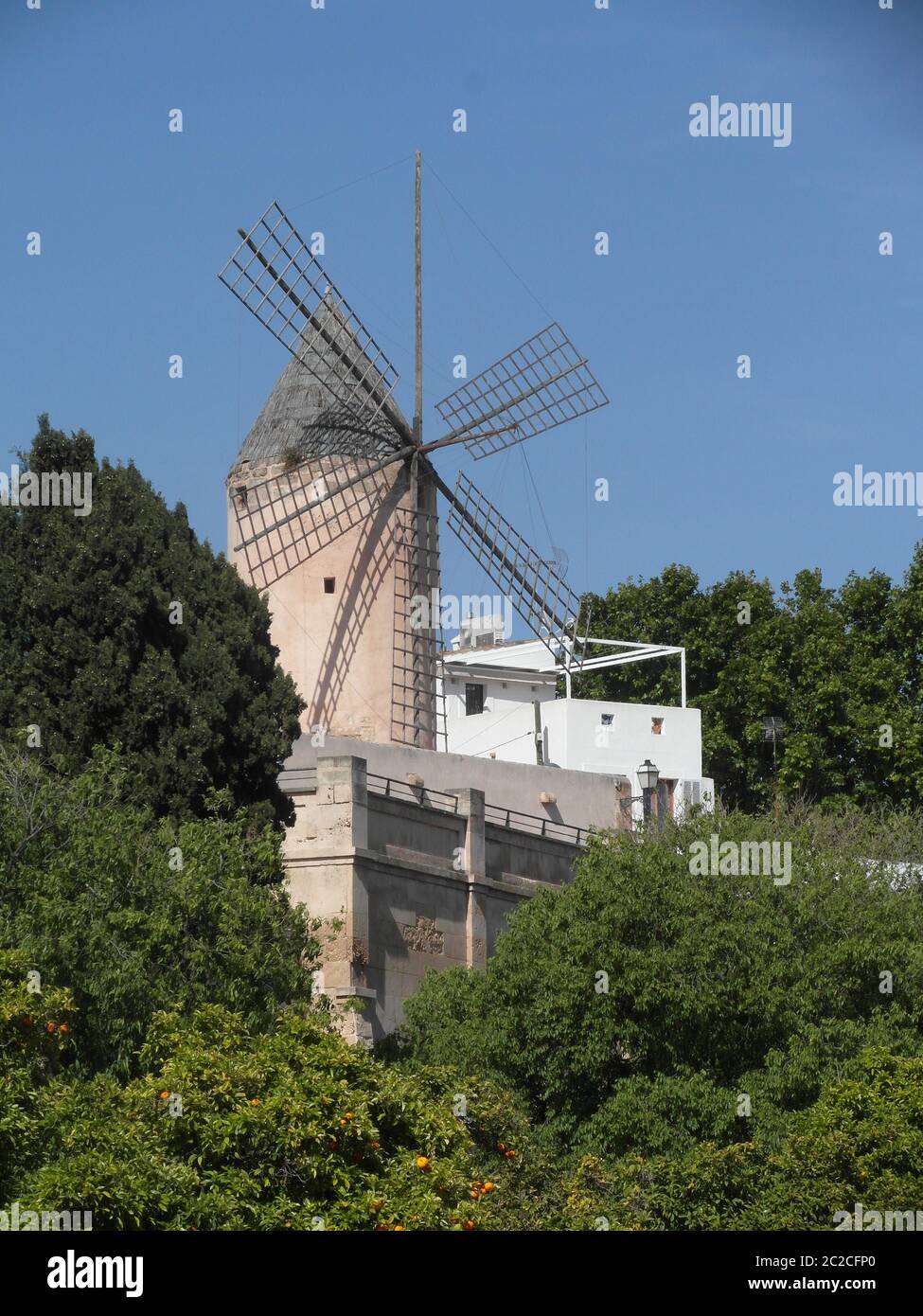 Windmill in Palme de Mallorca Stock Photo