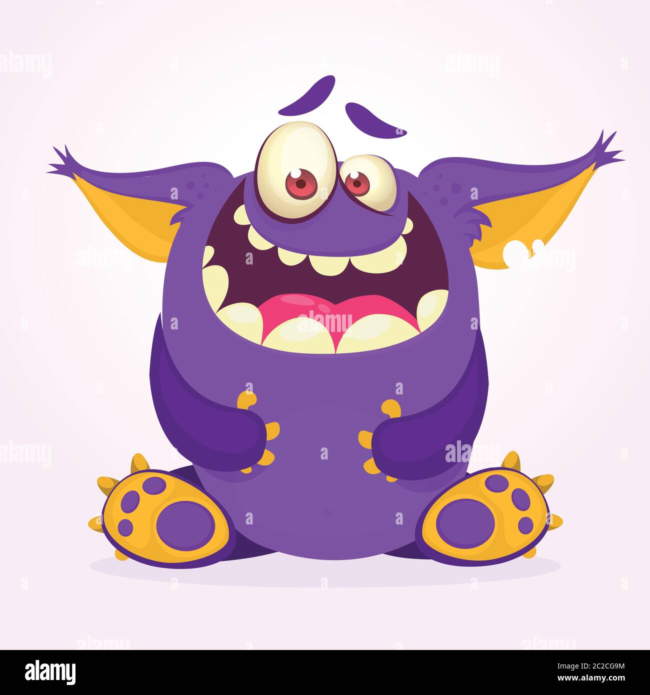 Scared cartoon funny monster with big ears. Clipart illustration Stock  Vector Image & Art - Alamy