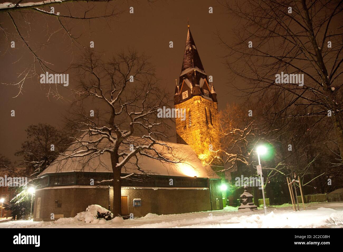 St. Petri church in a winter night Stock Photo