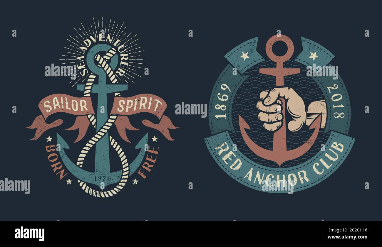 vintage nautical logos Stock Vector