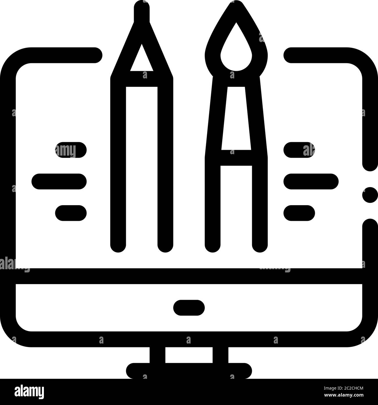 paint on computer icon vector outline illustration Stock Vector Image