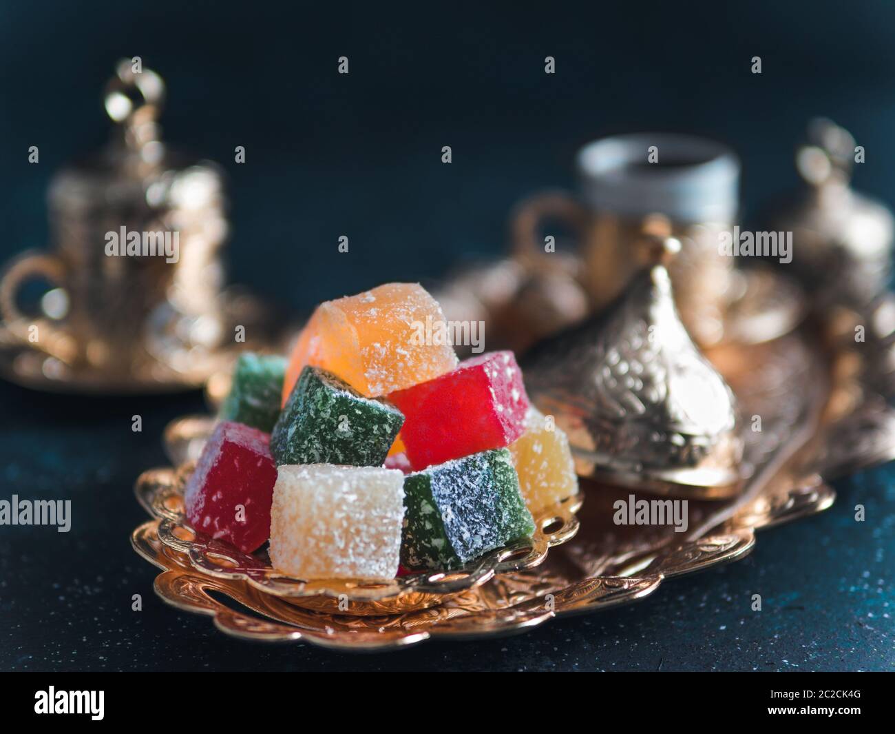 Turkish delight and turkish coffee Stock Photo