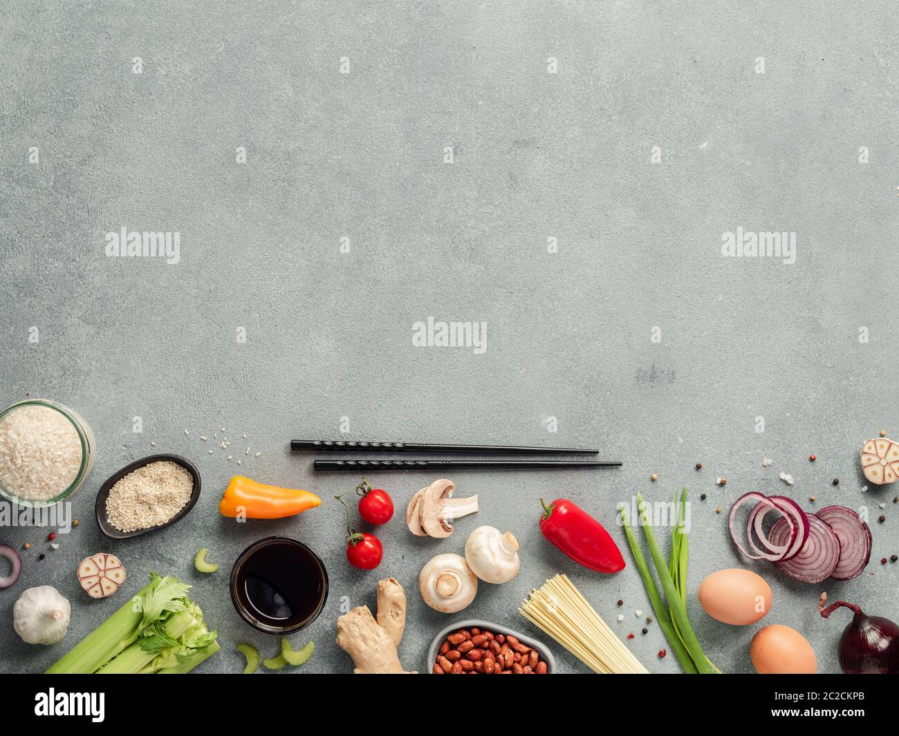 Asian chinese ingredients, copy space. Stock Photo