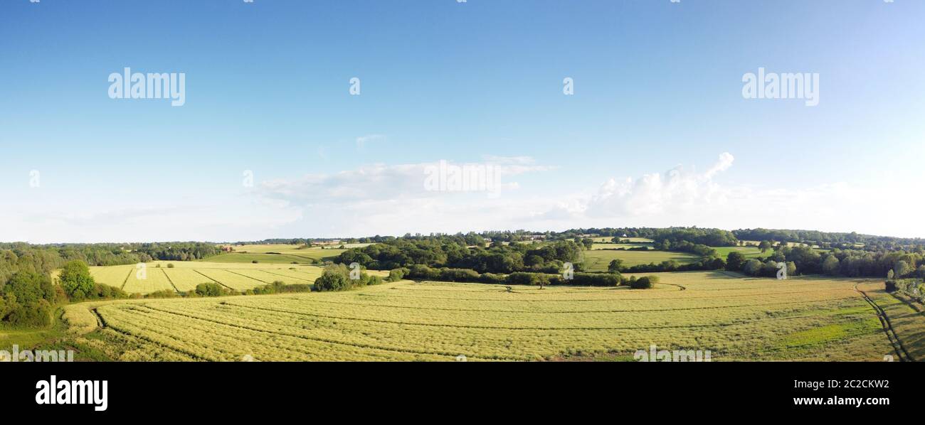 aerial view of the essex countryside near Ulting in essex Stock Photo