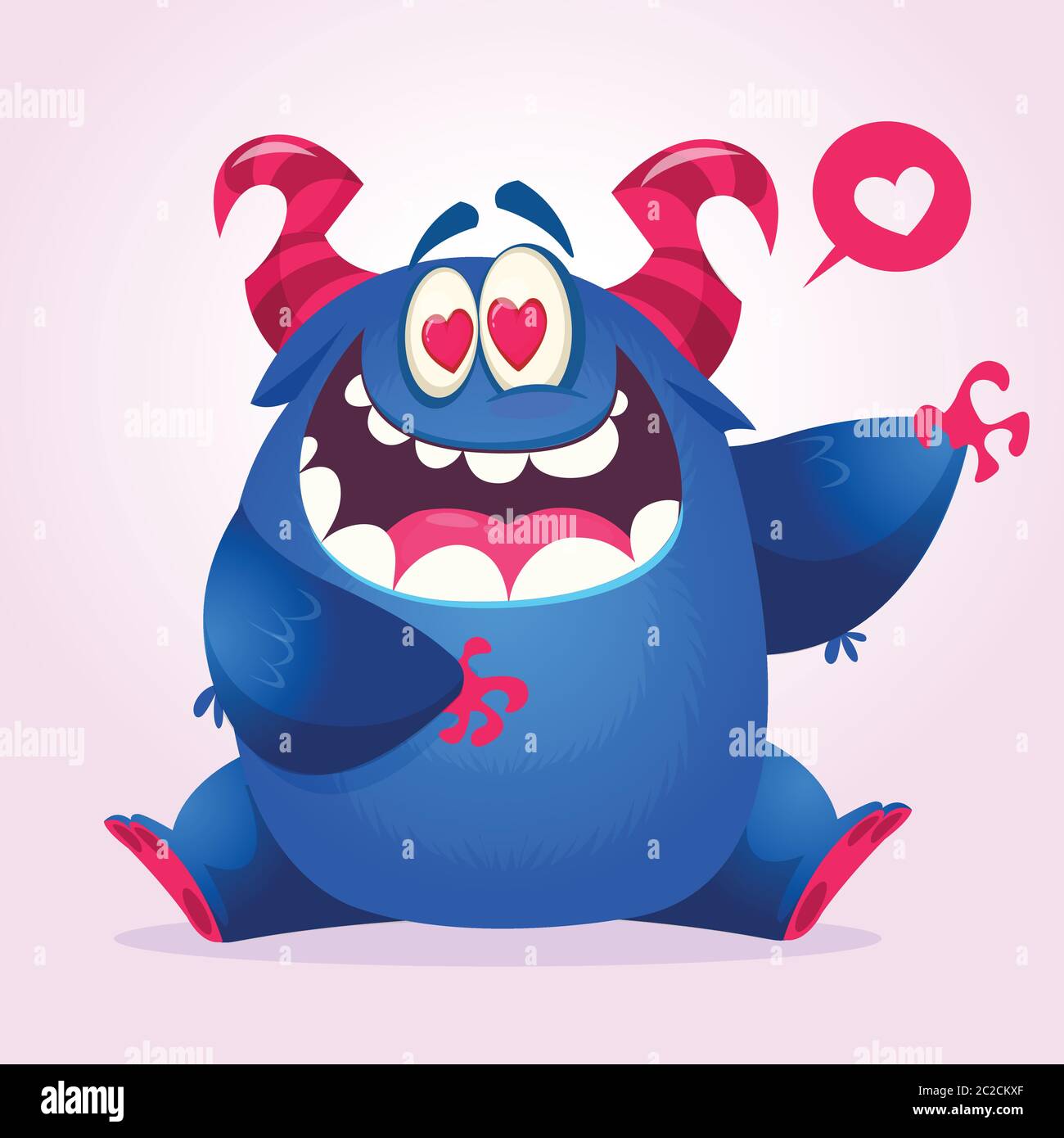 Happy cartoon monster in love. Vector illustration Stock Vector Image