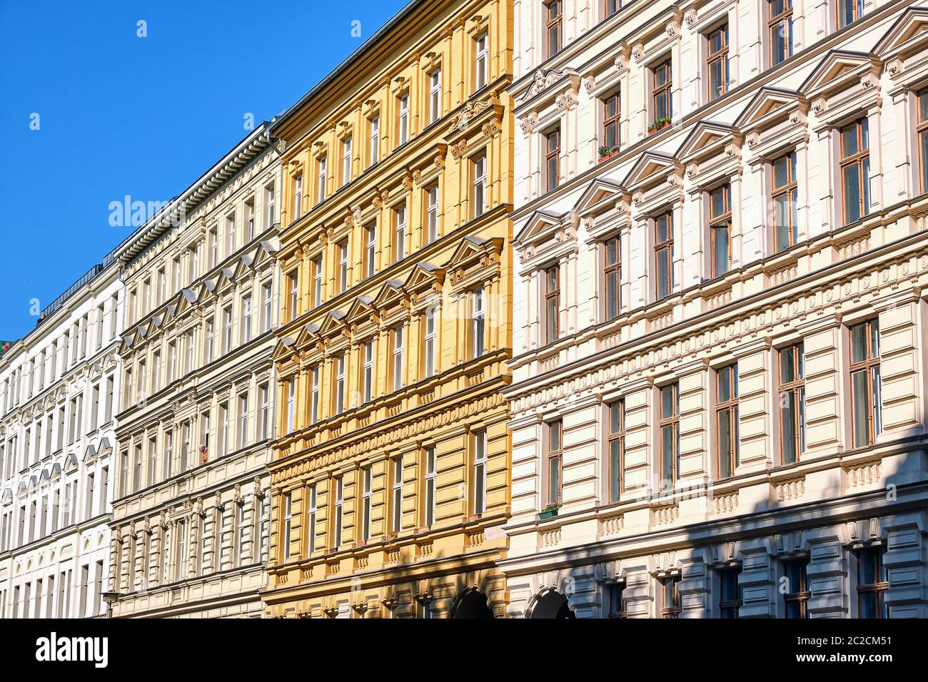 Renovated old apartment houses at the Prenzlauer Berg district in Berlin Stock Photo