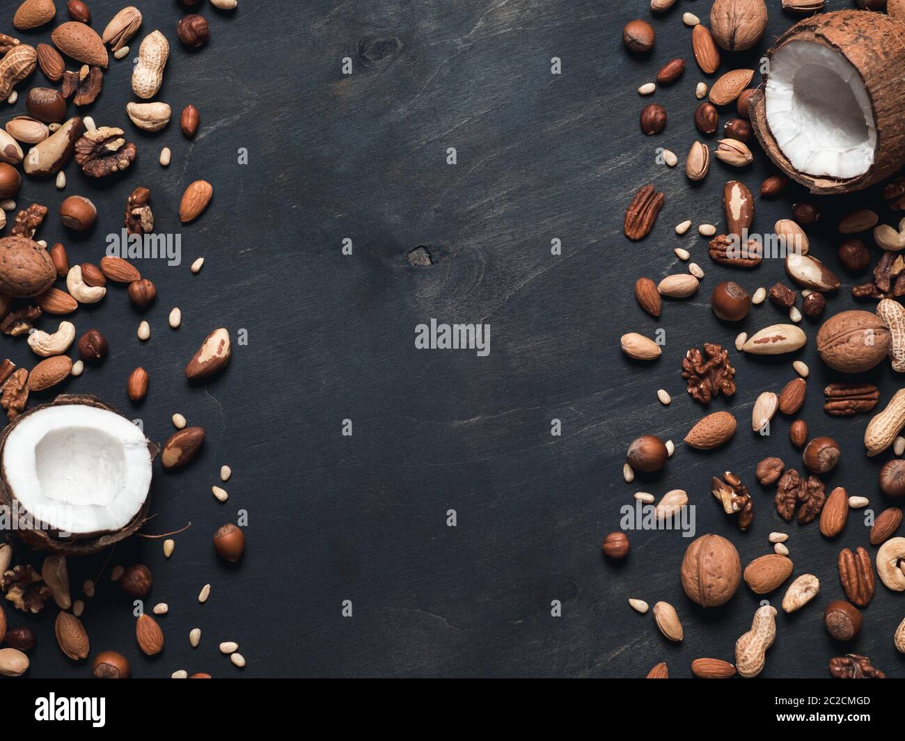 Background of mixed nuts with copy space Stock Photo