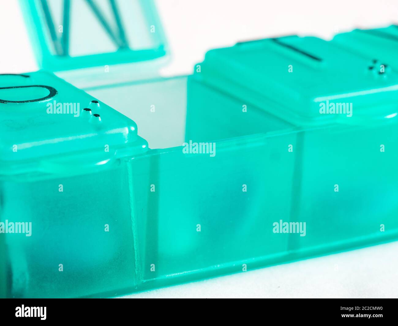 close up pill box Stock Photo