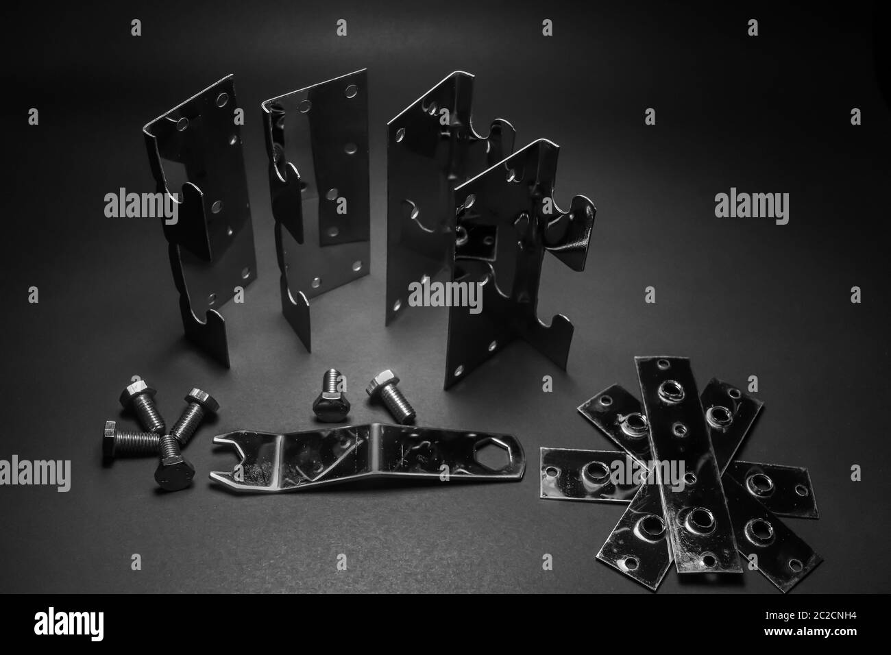 Heavy stainless steel bed joint clamps Stock Photo Alamy