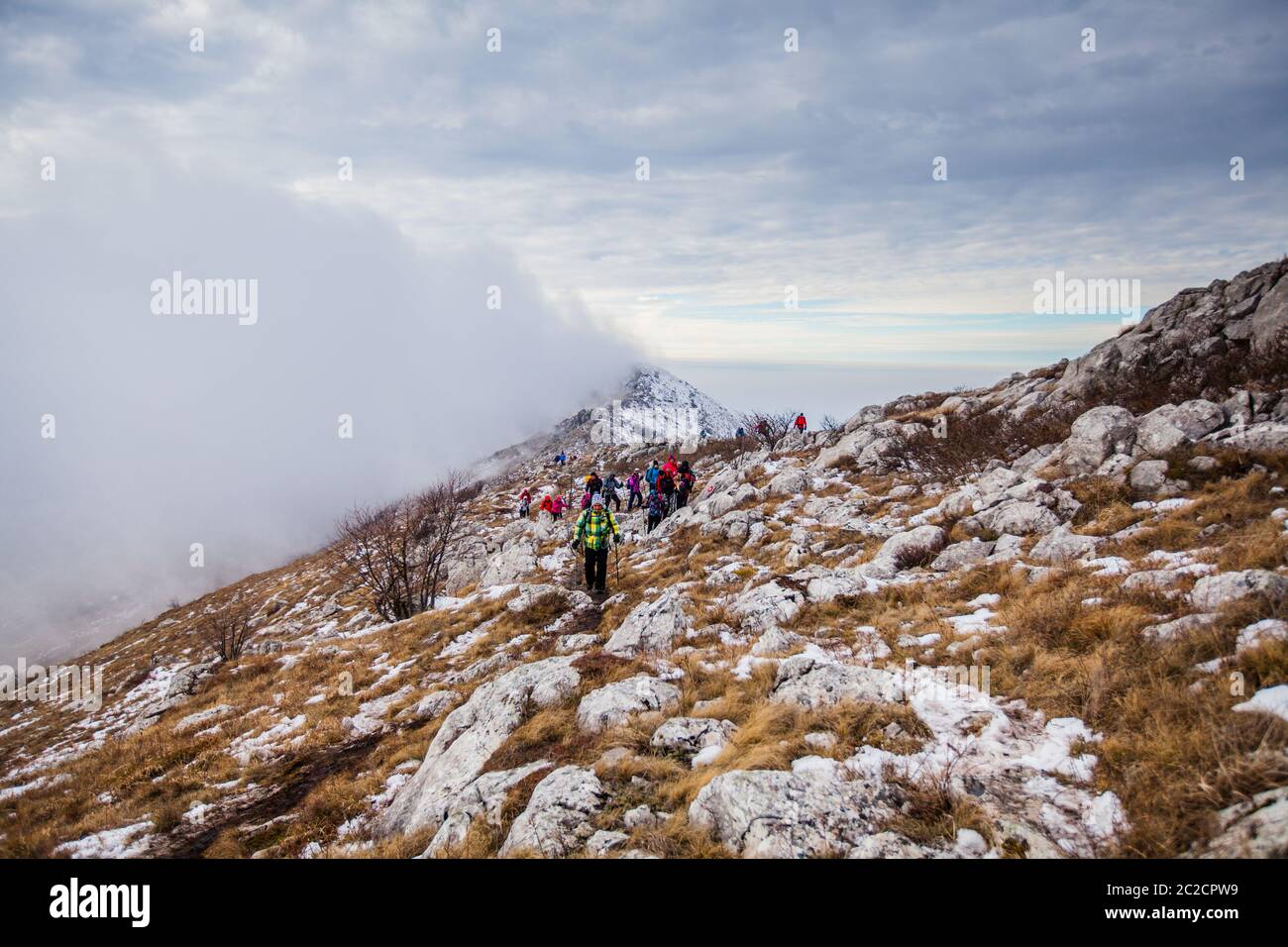 Trekking Activity Example Hiking Group Adventure People Outdoor Nature Healthy Activity Mountain ...