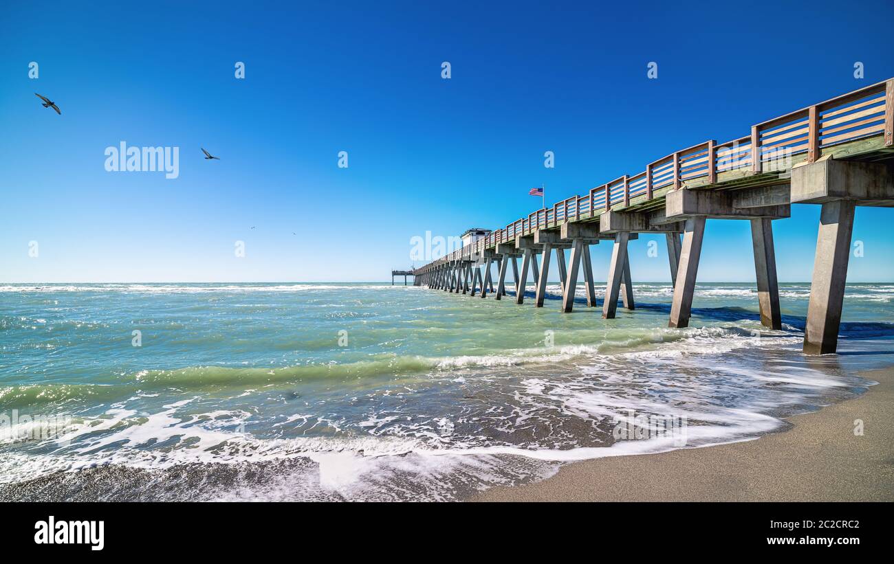 sunset at the clearwater beach in venice, florida Stock Photo