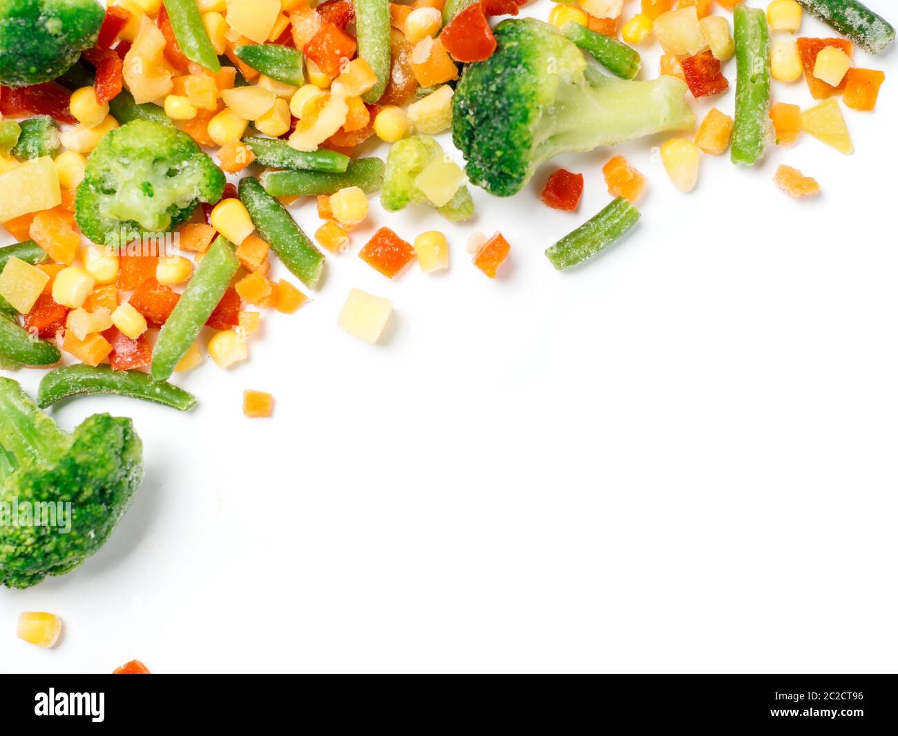 Frozen vegetables assorted isolated on whit Stock Photo