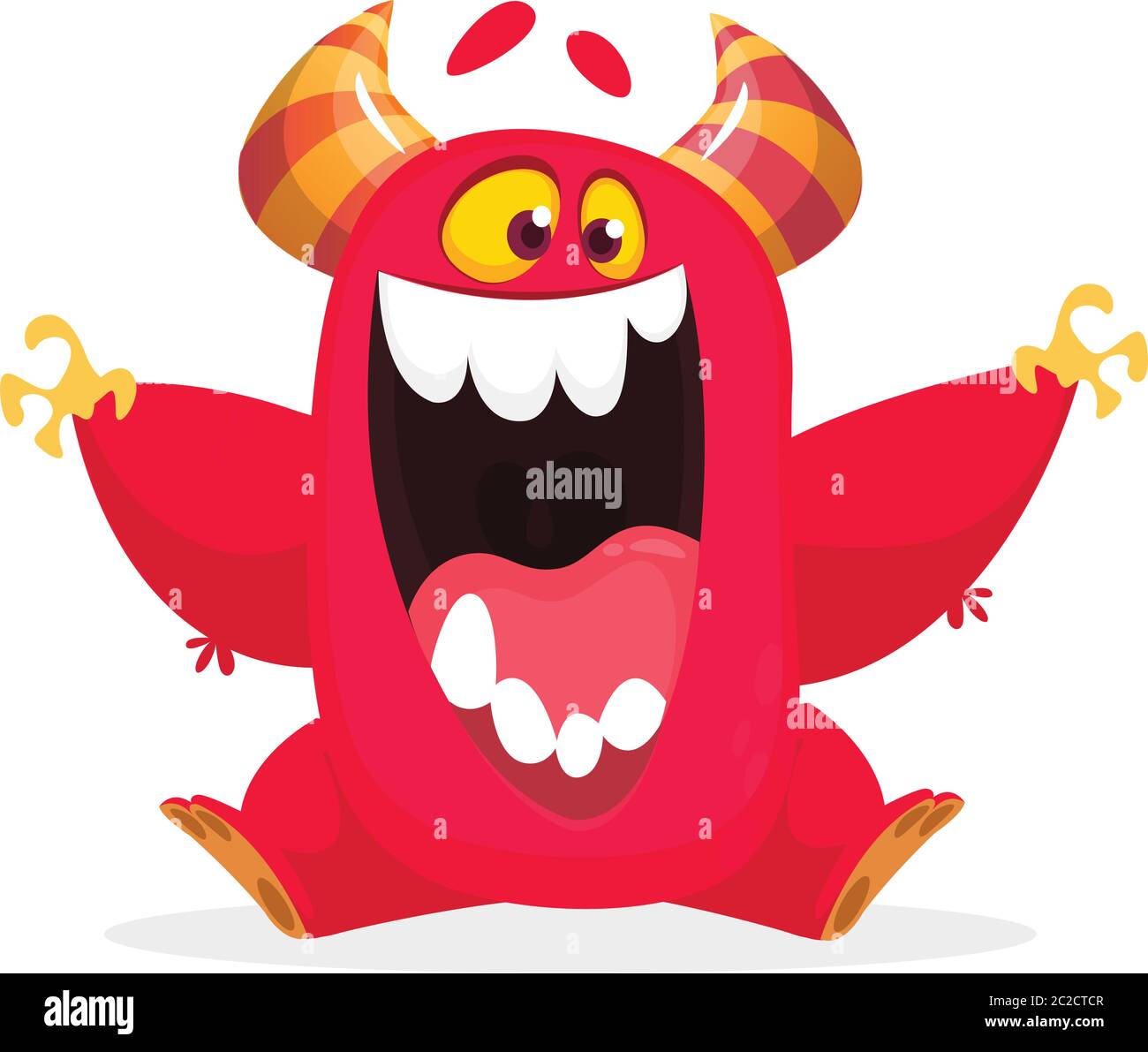Cartoon happy red monster. Halloween vector illustration of cute monster  Stock Vector Image & Art - Alamy