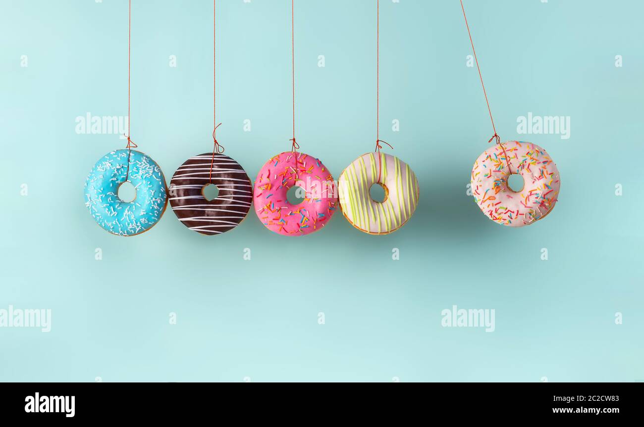 Collision balls made from donuts Stock Photo
