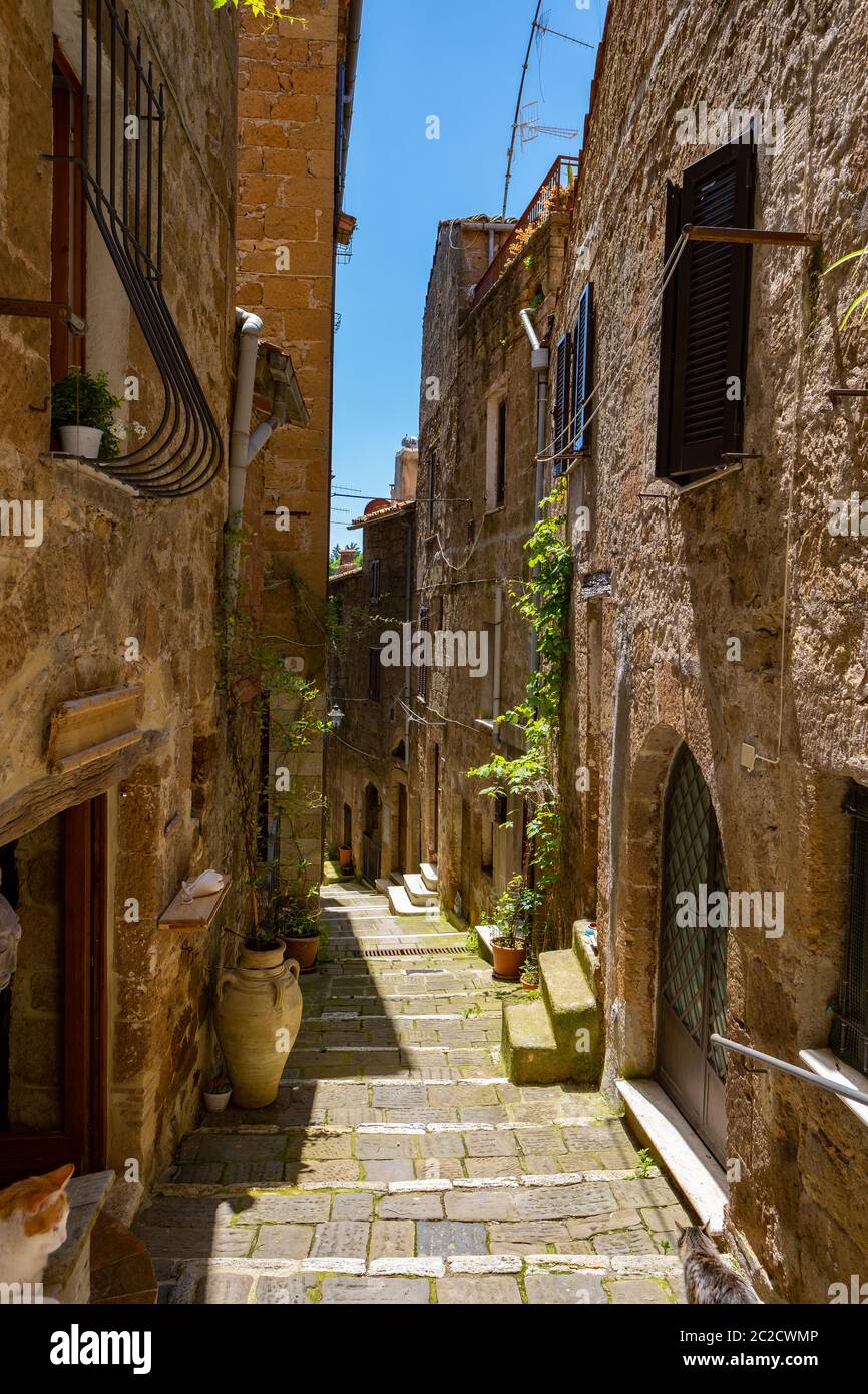 STREETS OF A SMALL ITALIAN TOWN, tuscany Stock Photo